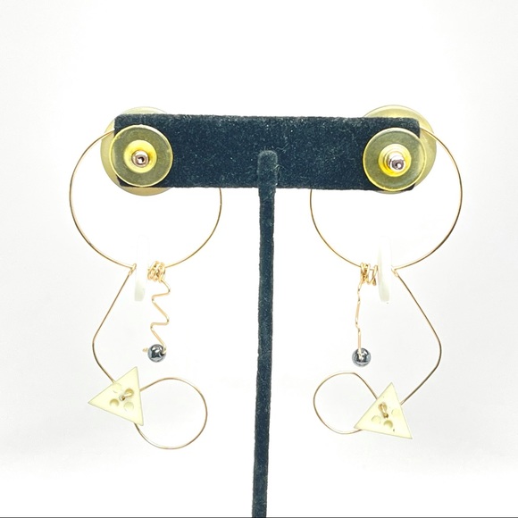 Vintage Mobile Style Modernist Geometric Earrings - Picture 5 of 14